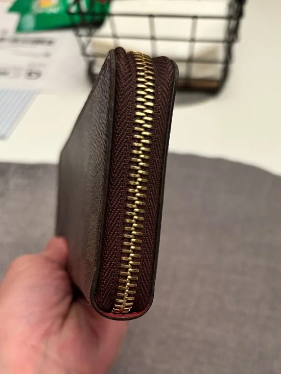 Louis Vuitton Red & Brown Damier Zip Card Wallet - Picture 7 of 12